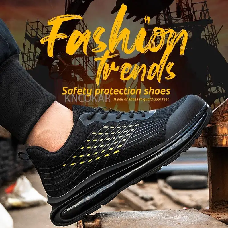 Anti smashing and anti piercing work shoes wear-resistant mesh surface comfortable and safety protective shoes for all seasons