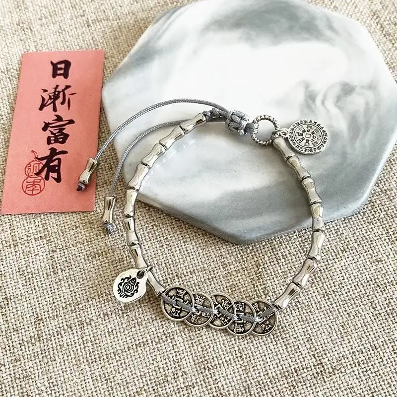 

Chinese Style Traditional Fengshui Wealth Good Luck Money Coin Bracelet Nice Design Temperament Mmen's And Women's Bracelets