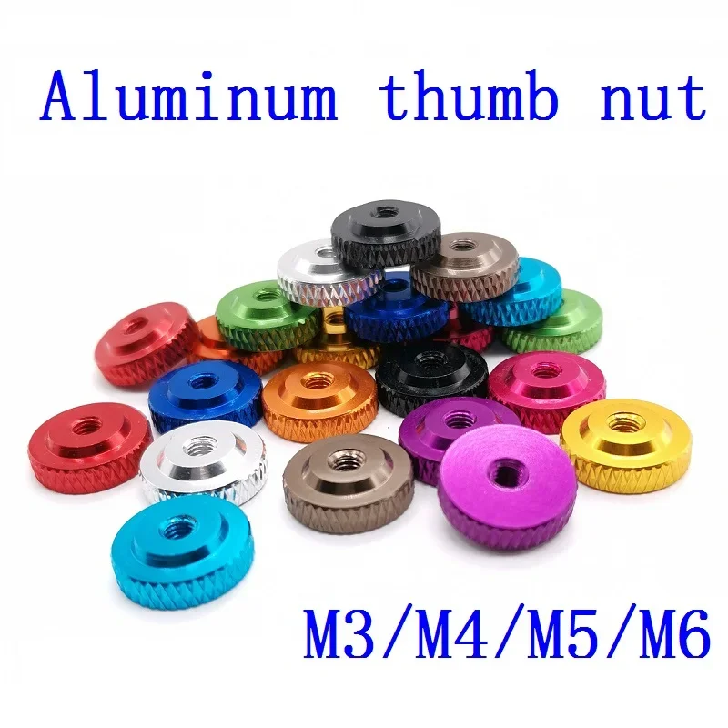 10pcs  M3 M4 M5 M6 colourful aluminum thumb nut 11 type colour small step aluminum hand nut