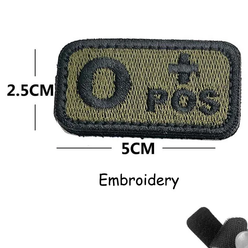 1/2 Stück, A B AB O POS-NEG Blutgruppen-Abzeichen, Stoffapplikation, Stickerei, Klettverschluss-Patches, militärischer taktischer Patch für Rucksäcke
