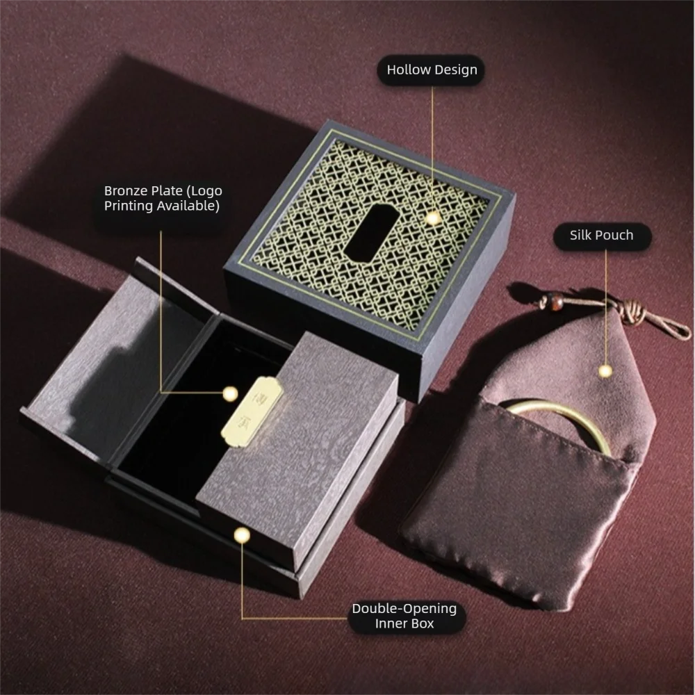 Durable Double Open Inheritance Jewelry Box Hollow Out Traditional Gold Jewelry Box Bracelet Storage Case Gift Packaging