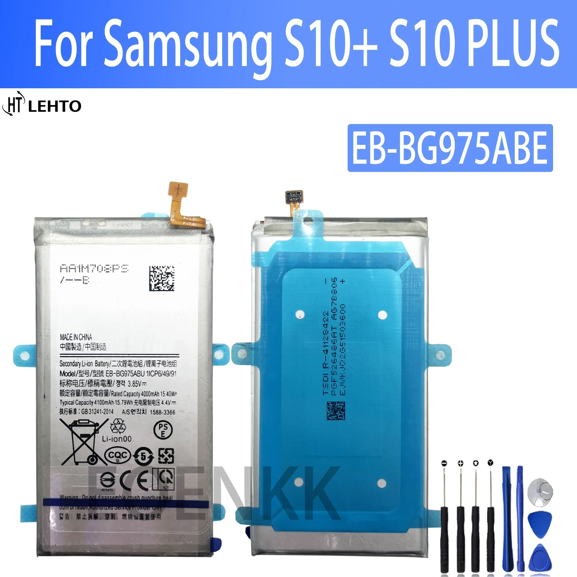 100% high capacity  Battery EB-BG975ABU For Samsung Galaxy S10 Plus S10+ SM-G9750 Genuine Phone Battery 4100mAh