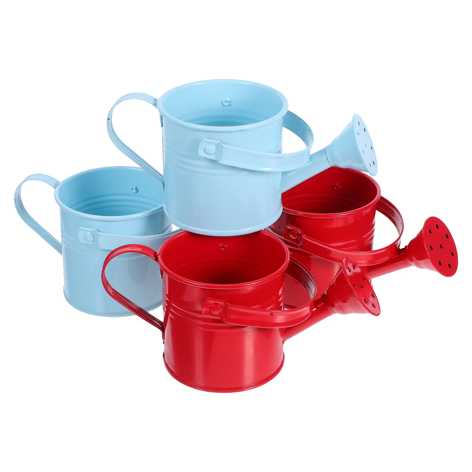

4pcs Iron Watering Can Kids Garden Toy Multicolor Tin Plant Pot Outdoor Indoor Flower Sprinkler Durable Safe Long Mouth Design