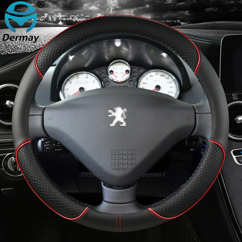 for Peugeot 206 207 307 DERMAY Car Steering Wheel Cover PU Leather Non-slip Auto Accessories Fast Shipping