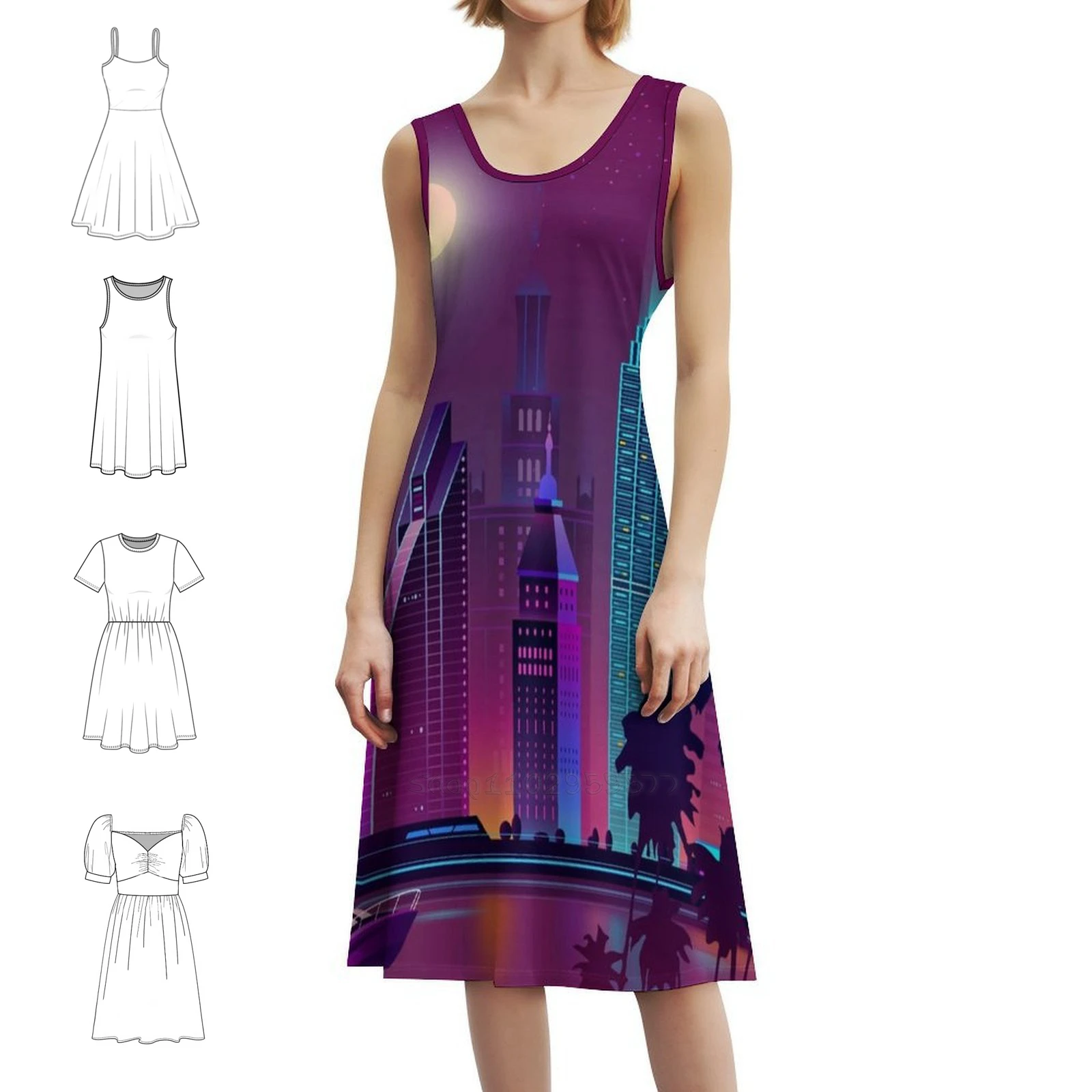 Dubai Bohemian Sleeveless Dress For Women Print Beach Party Dresses Dubai Women's Dress