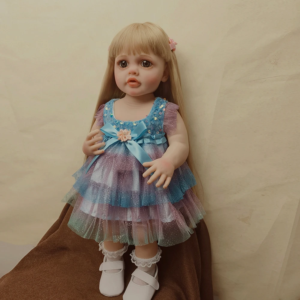 Reborn Baby Doll Betty 55CM 22Inch Full Silicone Vinyl Lifelike Girl Cute Princess Toddler Bebe Birthday Christmas Gift