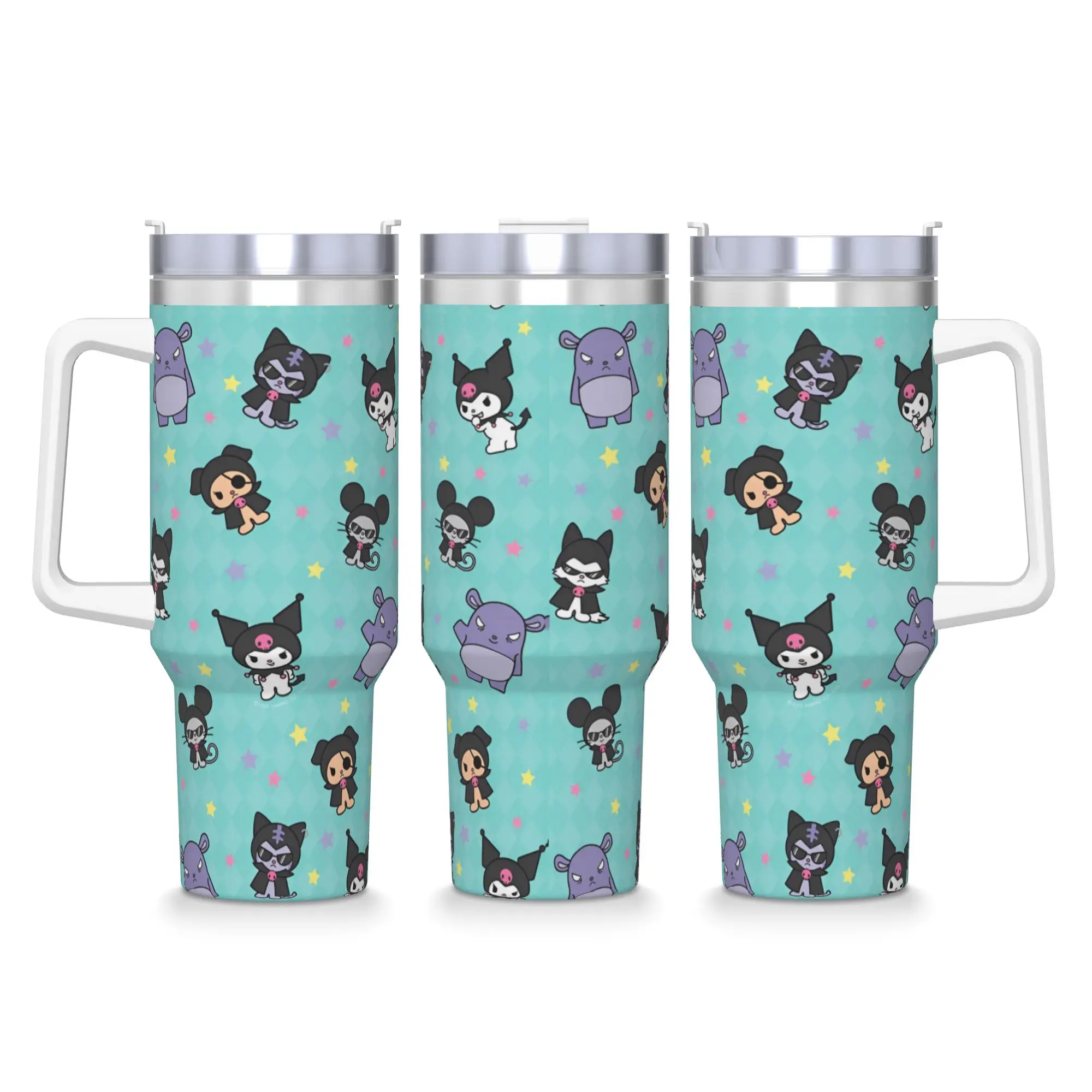 

Милый Куроми с мультяшным принтом из нержавеющей стали, термокружка для вождения с соломинкой и крышкой, большие кружки, чашка для напитков, бутылка для воды