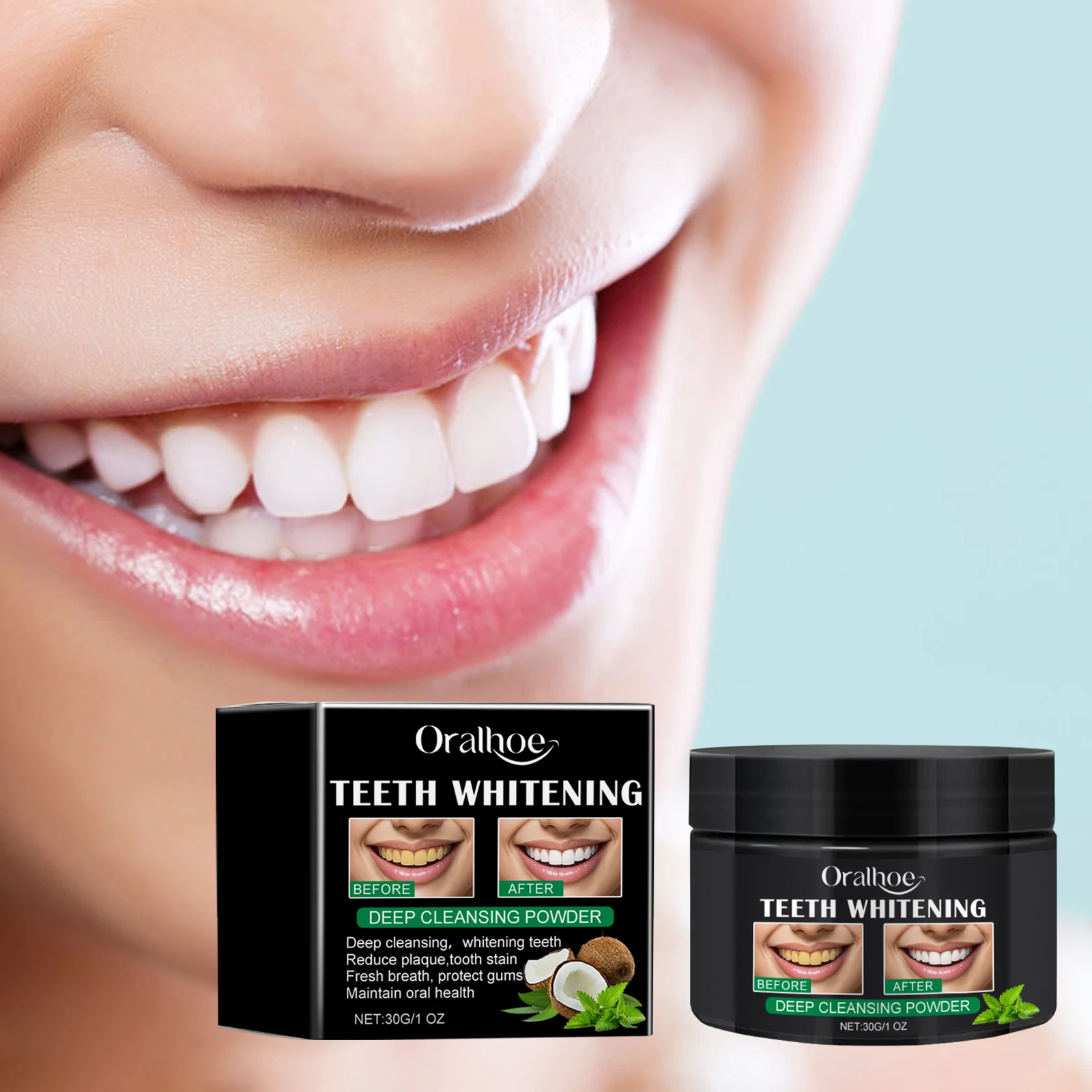 Teeth Whitening Powder Deep Cleaning Reduces Yellow Teeth Remove Coffee And Tea Stains To Freshen Your Mouth Daily Dental Care