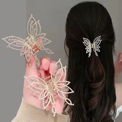 Farfalla capelli artiglio Clip Clip perla capelli artiglio strass morsetto moda donna ragazze tornante