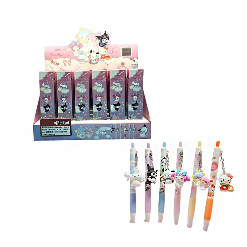 Imagem -02 - Sanrio Melody Olá Kitty Cartoon Gel Pen Bonito Rolo Caneta Esferográfica Corrente Chave Criativa Caneta Assinatura Papelaria Girl Gift