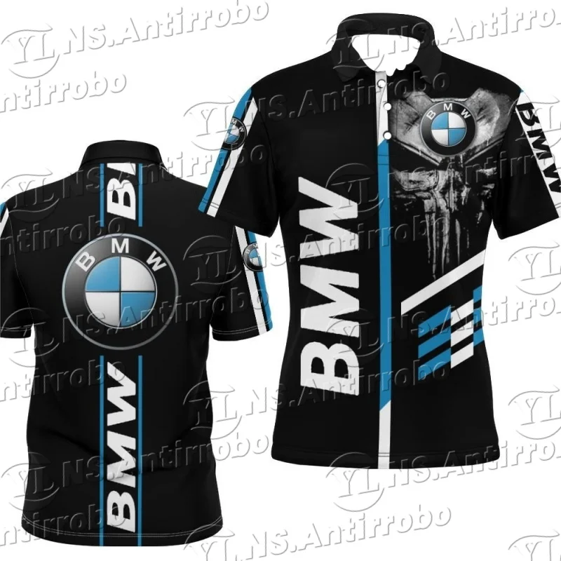 

2025 New Style BMW Logo Printed Motorcycle Riding Sport Polo Shirts Turn-down Collar Short Sleeves Casual Comfortable Tops