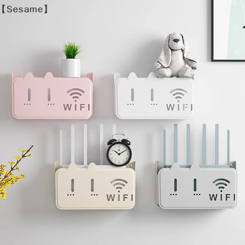 1PC Wall Hanging Wireless Wifi Router Shelf Storage Box ABS Plastic Organizer Box Cable Power Bracket Organizer Box Home Decor