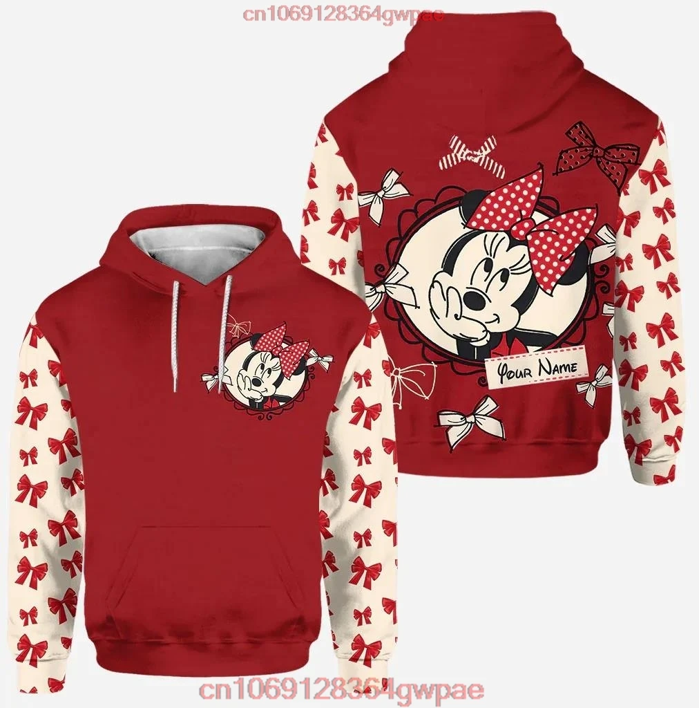 Personalized Disney Mickey Mouse Minnie 3D Women\'s Hoodie and Leggings Suit Minnie Yoga Pants Sweatpants Fashion Sports Suit Set