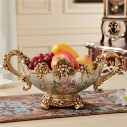 Handmade Retro Fruit Dish European Style Tissue Box for Living Room Light Luxury Resin Decor Accent Elegant Tableware