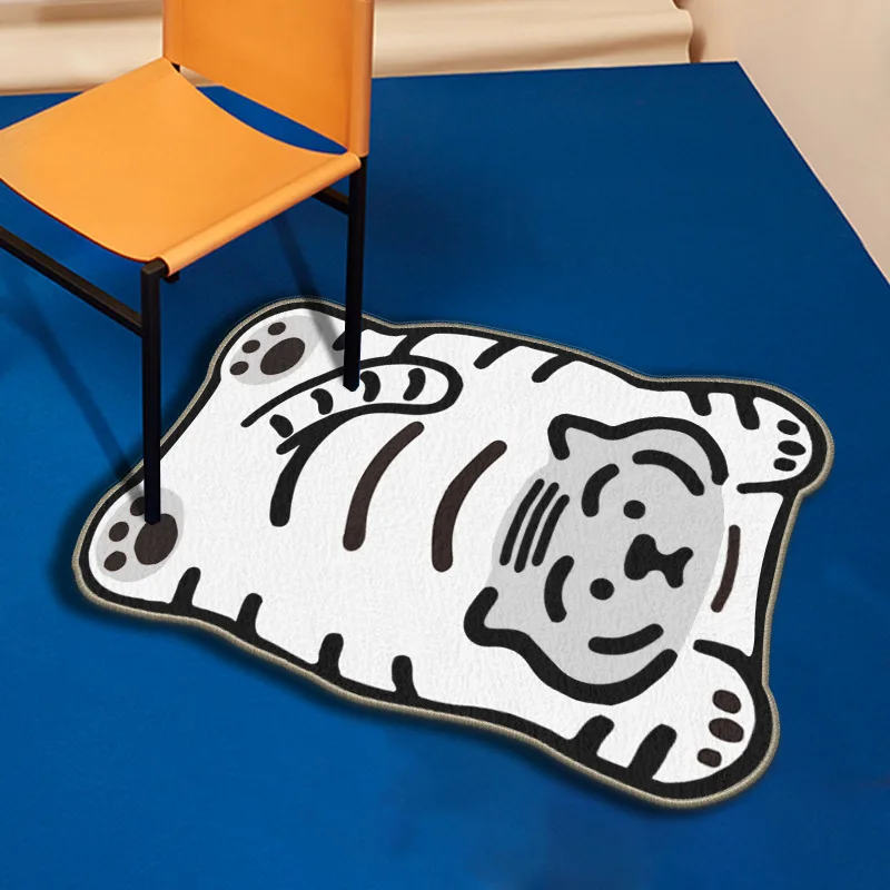 

VIKAMA Cartoon Silly Tiger Carpet Bedroom Bed Soft Comfortable Foot Mat Bathroom Non Slip Absorbable Mat Living Room Sofa Mat