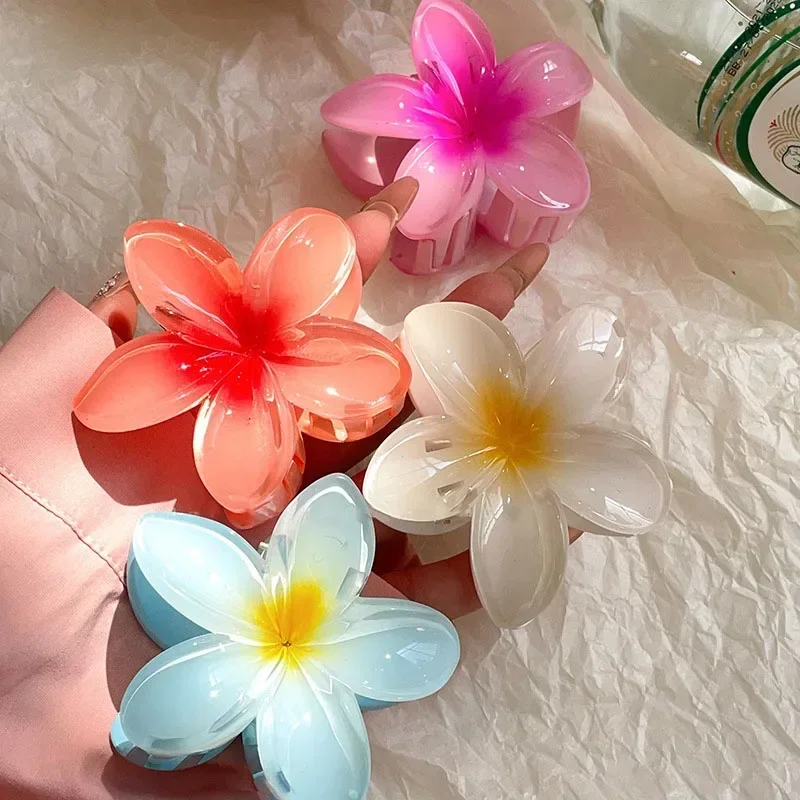 Bohemian Beach Vacation Lily Flower Hair Claw Sweet Hair Clip for Women Floral  Claws Fashion Girl  Accessories Gift