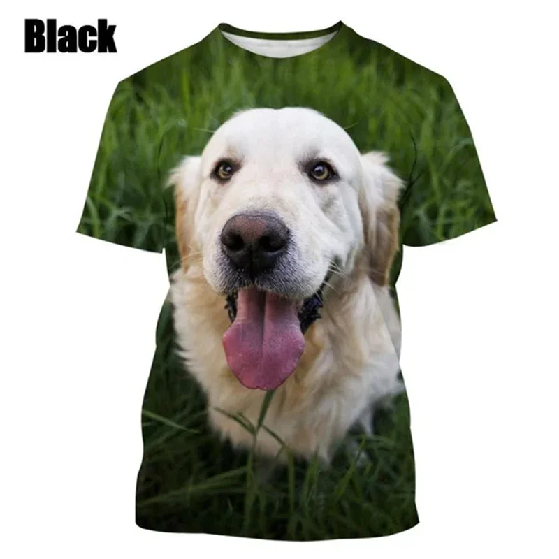 New Summer 3D Cute Animal Golden Retriever Printed T Shirt Children Fashion Harajuku Short Sleeves Funny Tee Shirts Tees Clothes