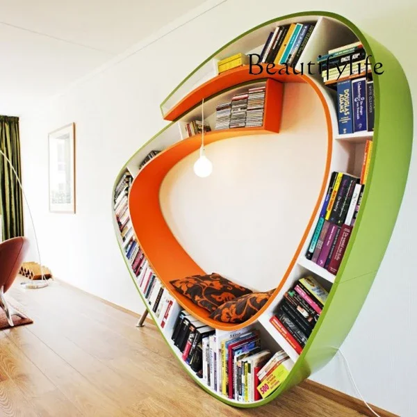 Nordic designer creative personality art reading bookshelf light luxury living room special-shaped storage decoration