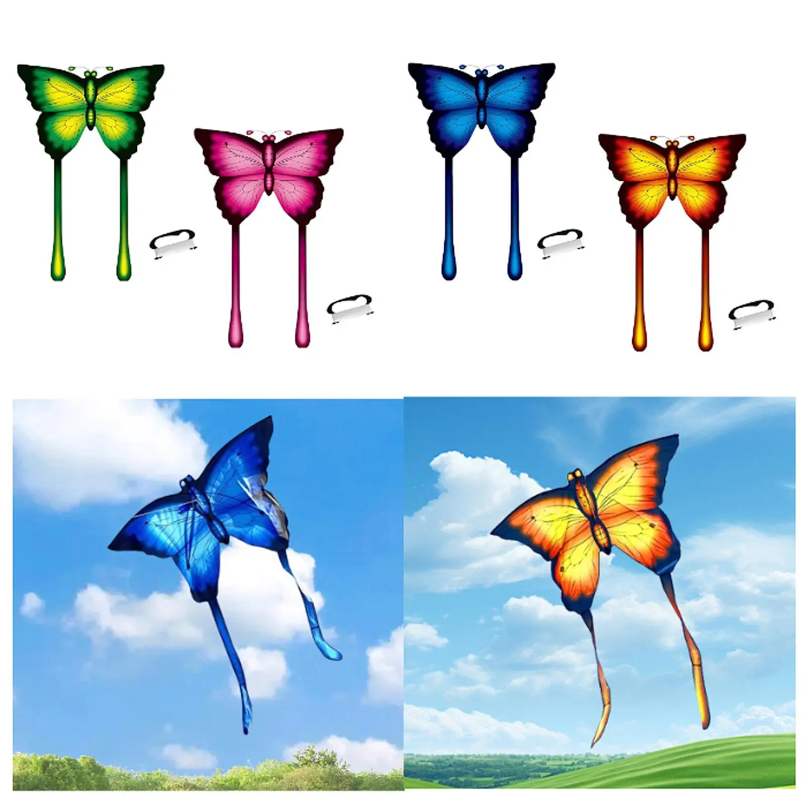 ผีเสื้อ Kite Easy TO Fly แบบพกพาของเล่นกลางแจ้งที่สวยงาม Kites 100M Line Handle รวมสําหรับ Beach Holiday กลางแจ้ง