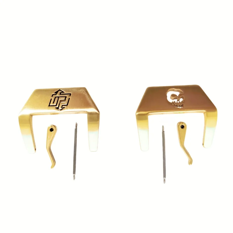 2PCS/Lot Gold Color Skull & Lightning Design Stainless Steel Watch Buckle 22MM/24MM/26MM Watch Straps Bands Compatible - TONY