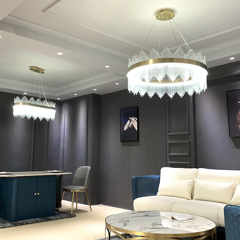 Luster Modern Luxury Crystal Pendant Chandelier Remote Control Dimming Living Dinning Room Hangging Indoor Decor Led Lighting