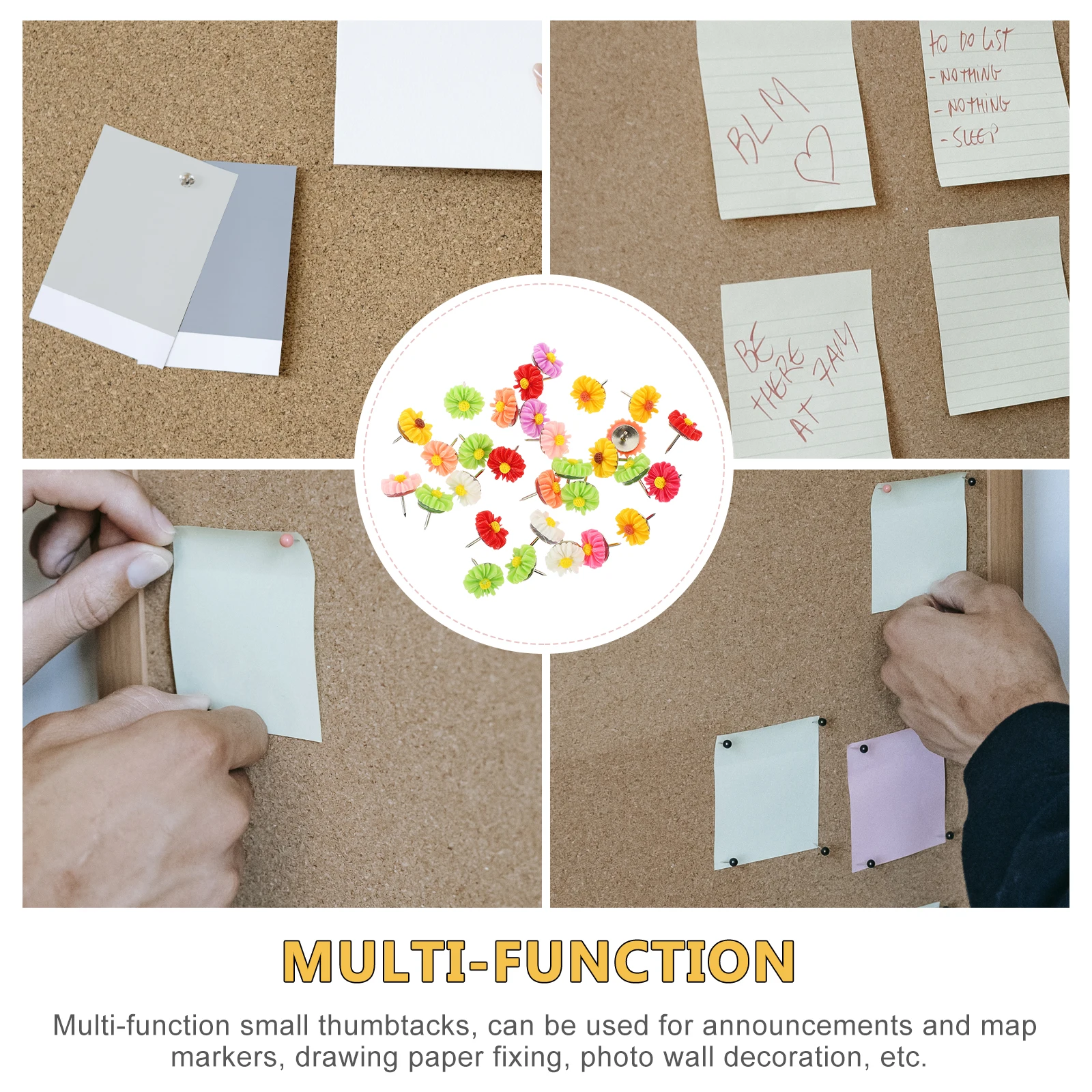 

60pcs Daisy Shaped Thumbtacks Pushpins For Home Office Use Multi-Function Small Tacks Map Supplies Desk Accessories Replaceable