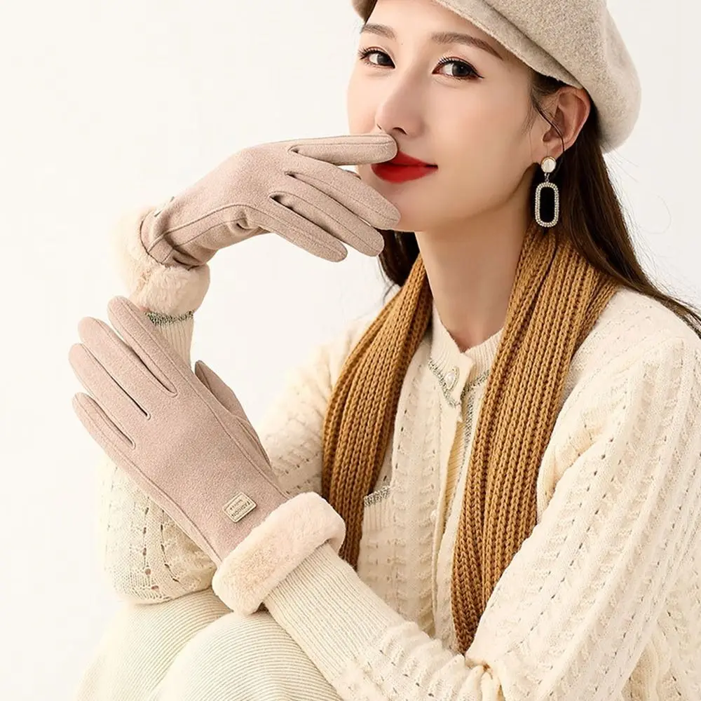قفازات التزلج المخملية القطيفة سميكة يندبروف قفازات الشتاء شاشة تعمل باللمس الدافئة النساء القفازات ركوب الدراجات