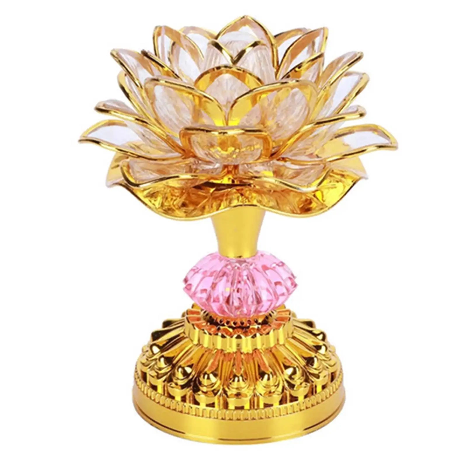 LED Lotus Lamp Plastic Petals Night Light Design Lampshade for Buddhist Altar Supplies Home