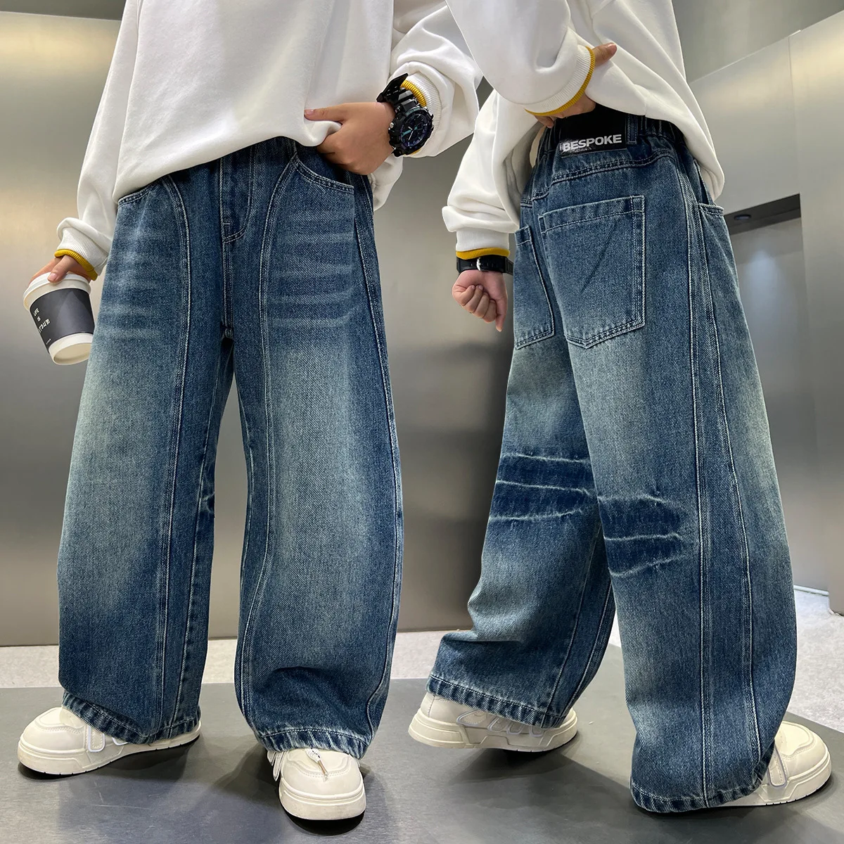 

Высококачественные детские мешковатые джинсы в стиле ретро для мальчиков-подростков, новые модные обычные джинсовые брюки для детей 5-14 лет, детские повседневные джинсовые брюки