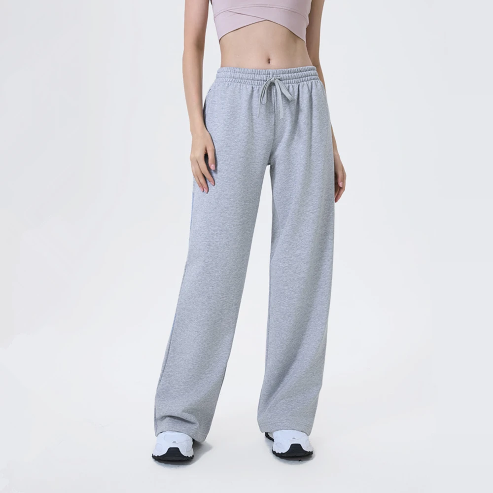

Winter Women Loose Yoga Sport Pants Warm Straight Leg Pant Drawstring Running Sweatpants Gym Fitness Jogger Trousers With Pocket