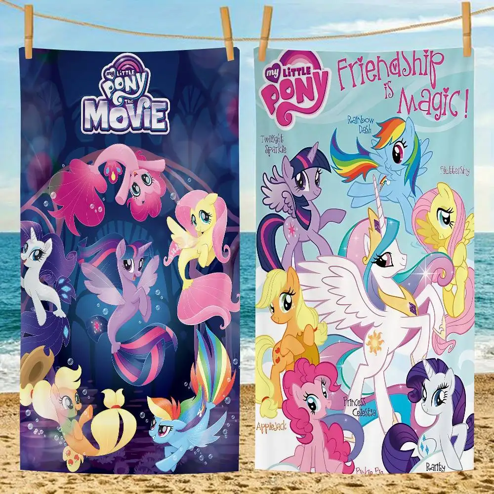 My L-Little Cute P-Ponyes Microfiber Printed Beach Towel Mountain Climbing Yoga Beach Swimming Running Absorbent Soft Towel
