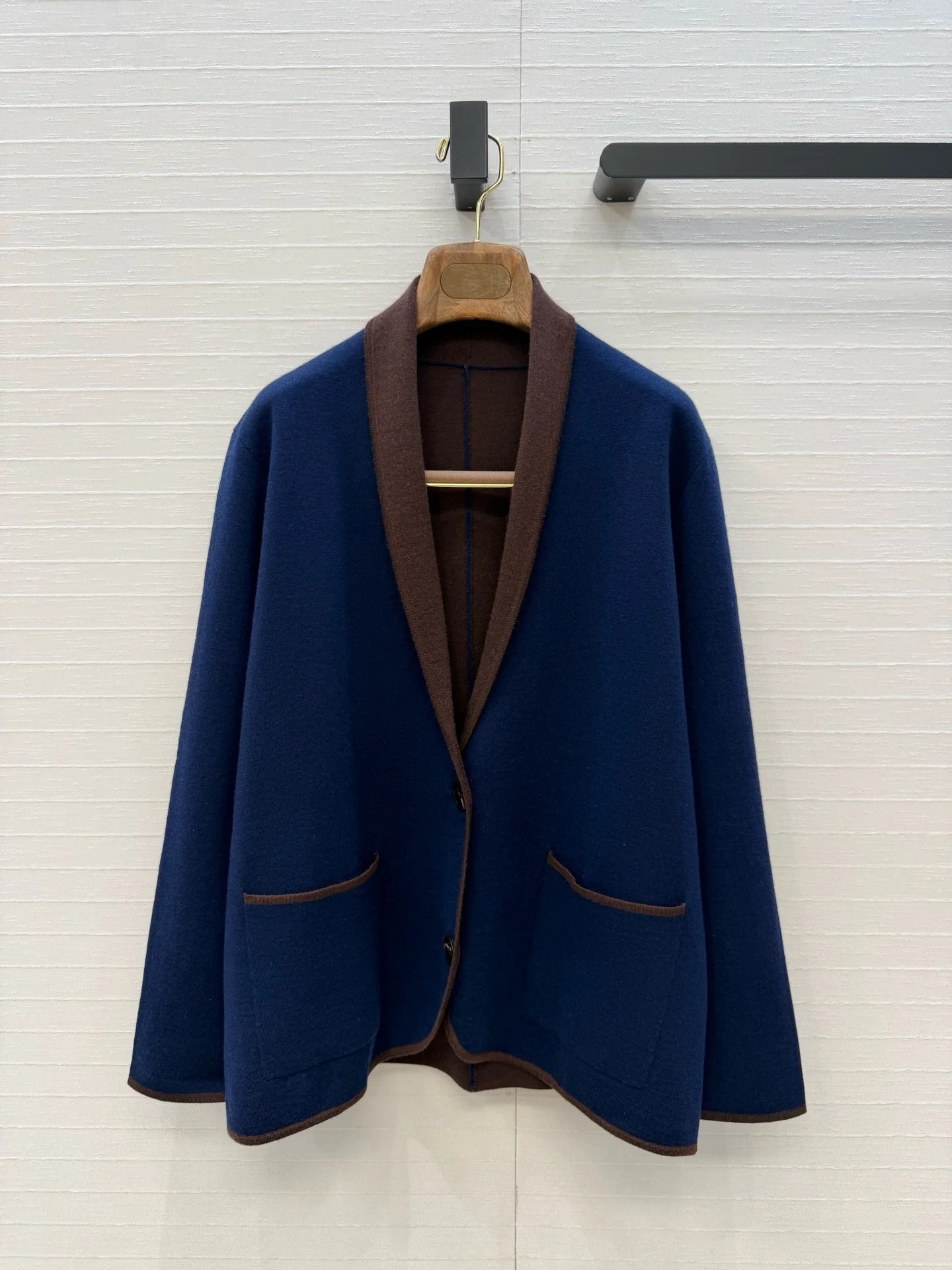 2026 Autumn New Women's Cardigan Jacket Made Of Wool Knitted Patchwork Suede Material Of High Quality Simple Casual Elegant