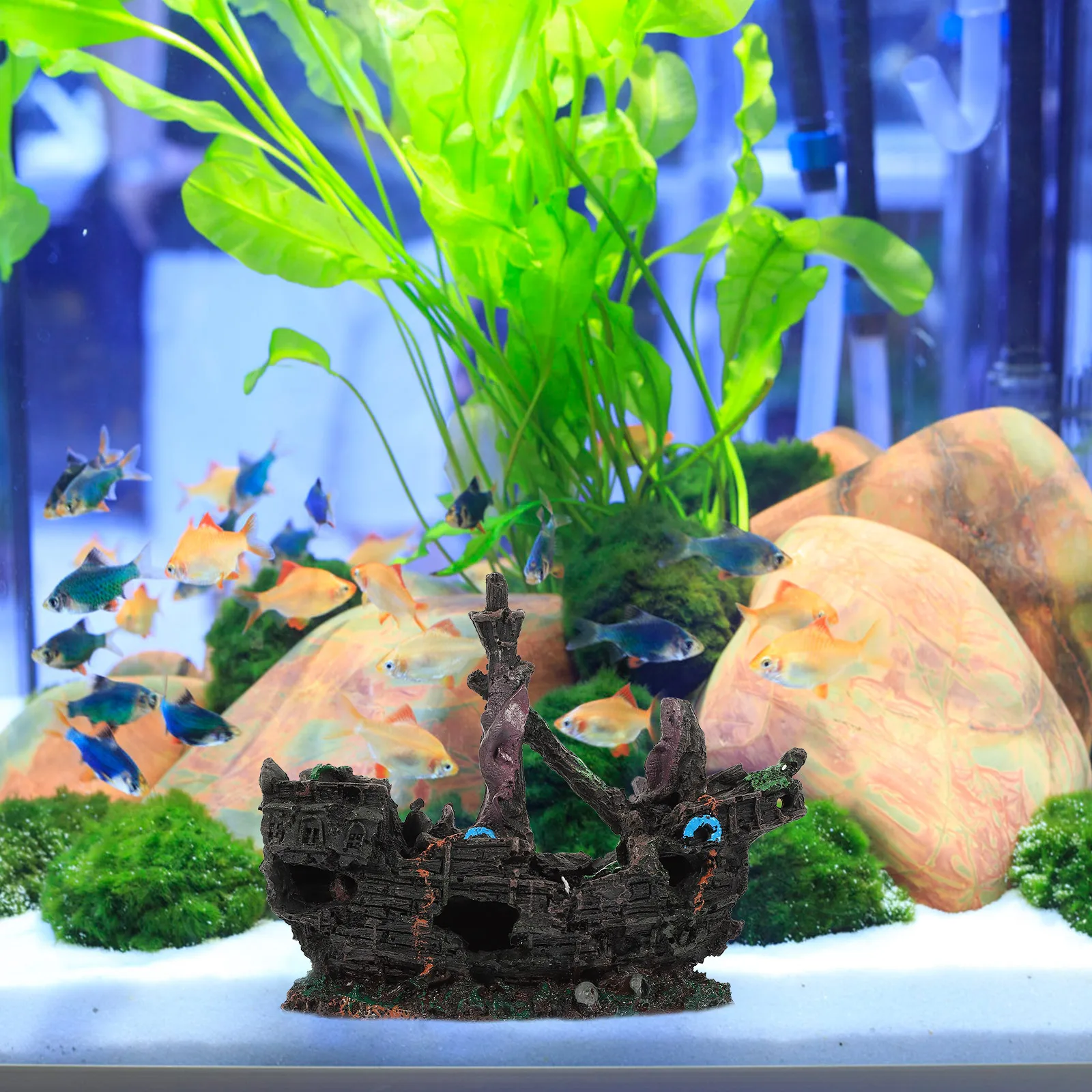

Large Pirate Shipwreck Ornament Resin Fish Tank Decor Aquarium Decoration Underwater Ship Craft Fish Tank Shipwreck