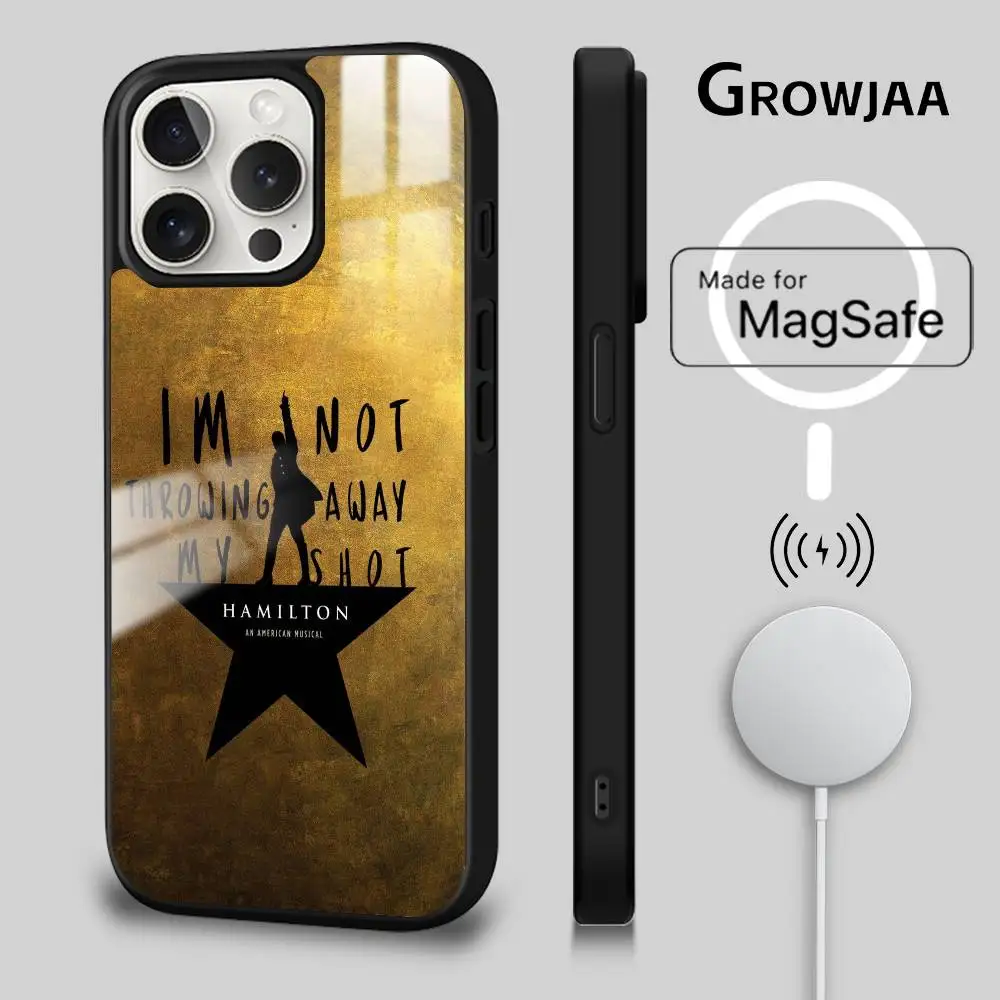 حافظة هاتف H-Hamilton Musical Lyrics لهاتف آيفون 16 15 14 13 12 11 Pro Max Plus Mini Magsafe Mirror Wireless Magnetic Funda