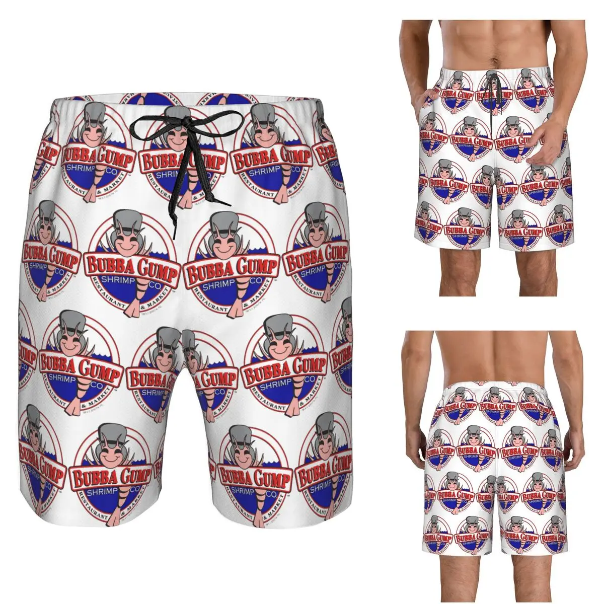 Bubba Gump Forest Shrimp Seafood Trunks Beach Board Shorts Casual Quick Dry Swim Summer Men Pants
