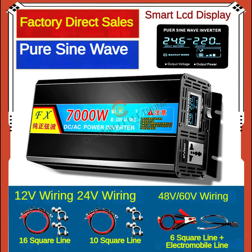 Imagem -05 - Inversor de Onda Senoidal Pura dc 12v 24v 48v para ac 220v 10000w 13000w Conversor de Banco de Potência Portátil Inversor Solar 12v 220v