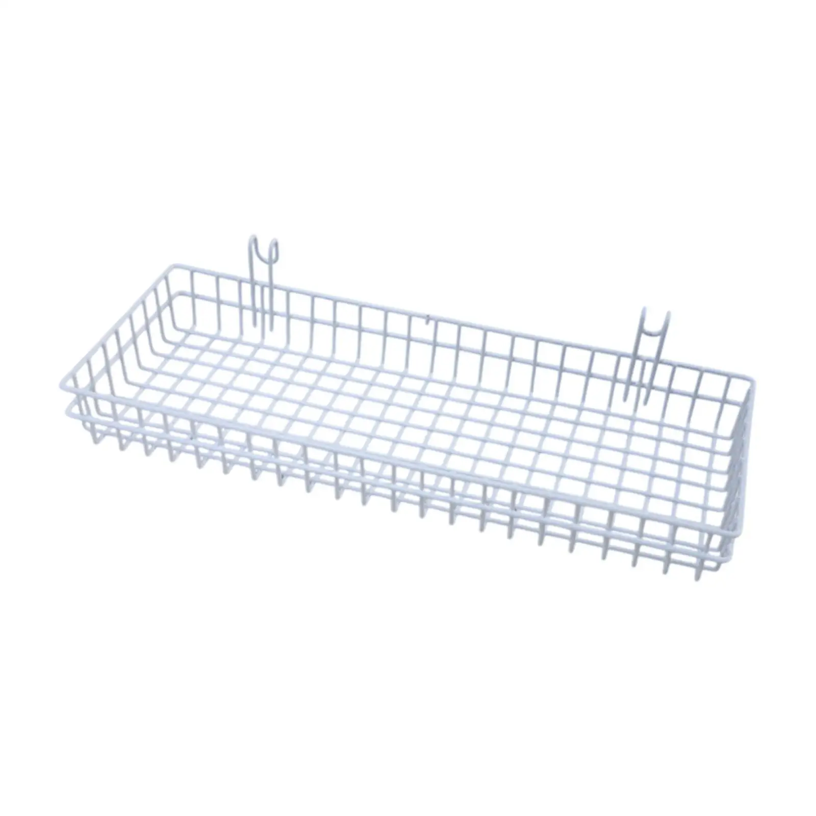 

Wire Hanging Storage Basket Storage Rack on A Railing Home Supplies Wall Grid Panel for Closet RV Dormitory Laundry Display
