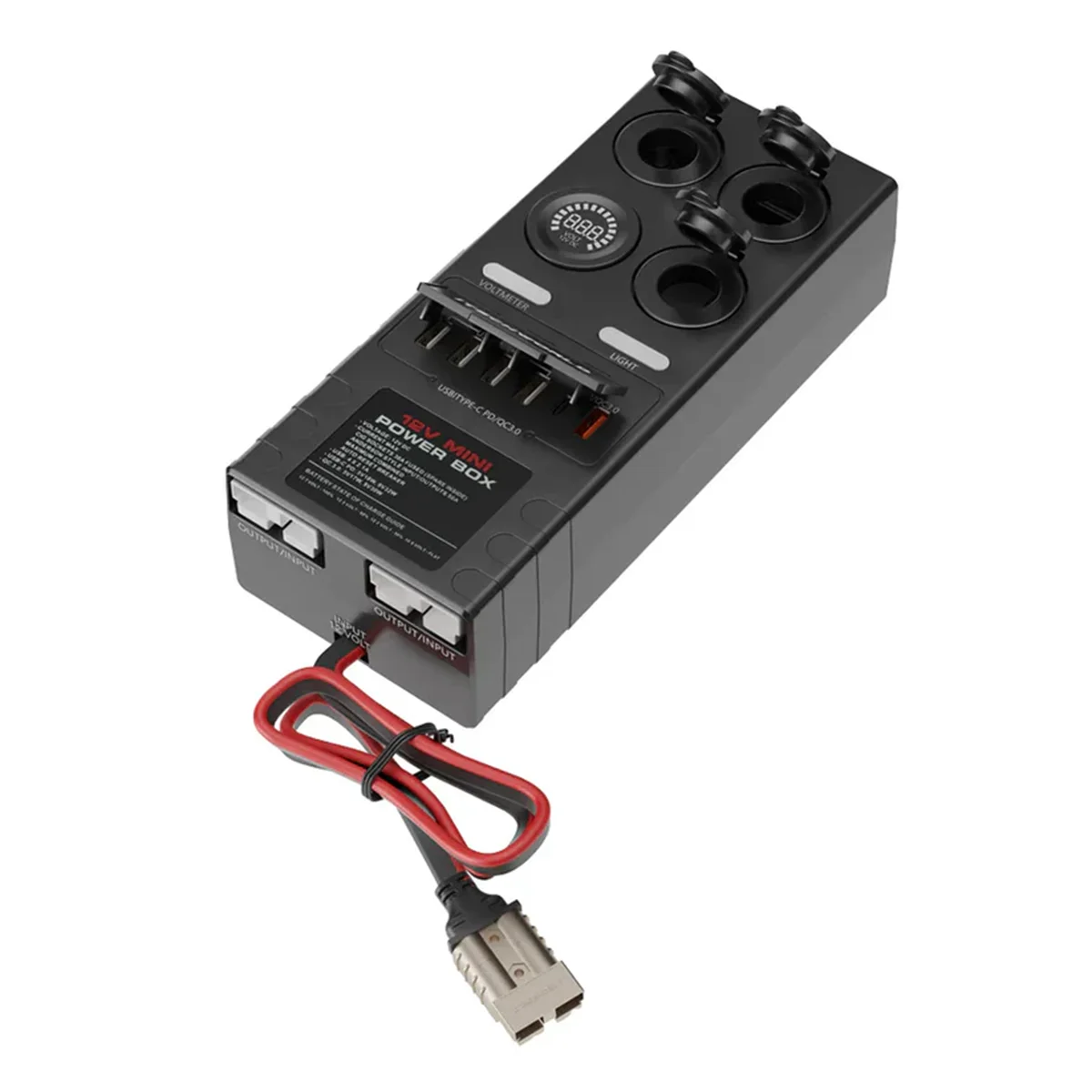 Mini Power Distribution Box 12V DC Battery Socket Max. 50A Current with 2 x Anderson, 6 x USB & 3 x Cig Sockets, Mini Battery