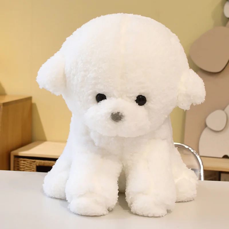 Kawaii Ebi Bear Dog Plush Toy White Beige Standing Simulation Small Bichon Frise Animal Plush Toy Decoration Home For Dog Friend