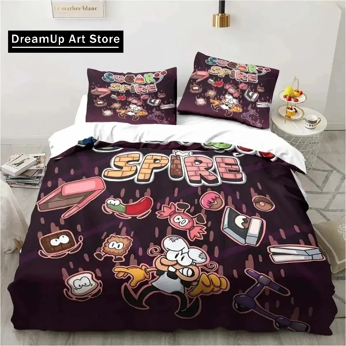 Pizza Tower Classic Pixel Style Game Bedding Set Boys Girls Twin Queen King Size Duvet Cover Pillowcase Bed boys Adult Bedroom