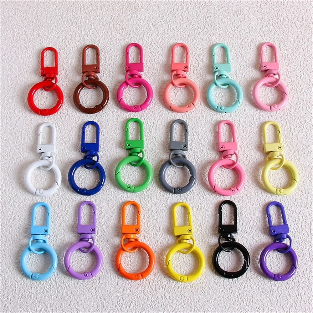 5/10/30pcs Keyring Lobster Clasp Spring Buckle With Buckle Colored Keychains For DIY Jewelry Making Key Ring Hooks Bags Buckle