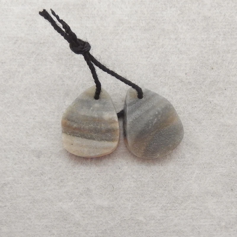 

B&F Natural Stone Brazil Agate Teardrop Earring Beads 15x12x4mm Front Drilling Fashion Jewelry Accessory for Women 2g