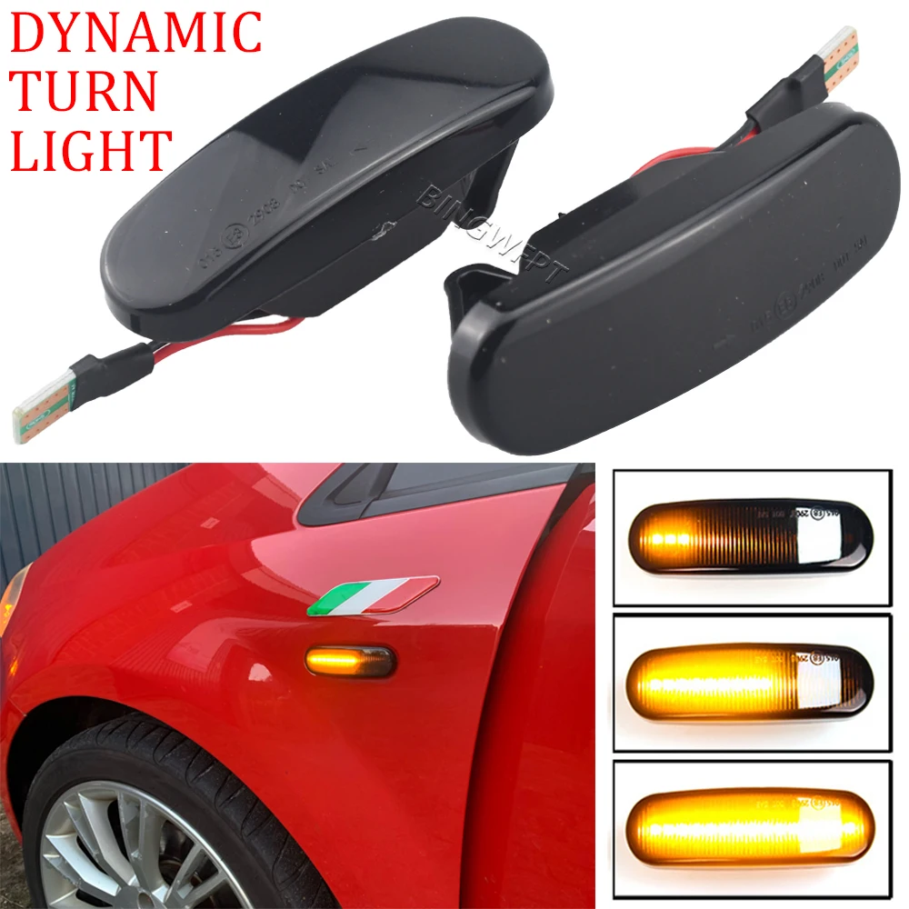 2PCS Dynamic Car LED Side Marker Light Turn Signal Lamp For Fiat Panda Punto Evo Stilo Qubo Peugeot Citroen Lancia Musa(350)