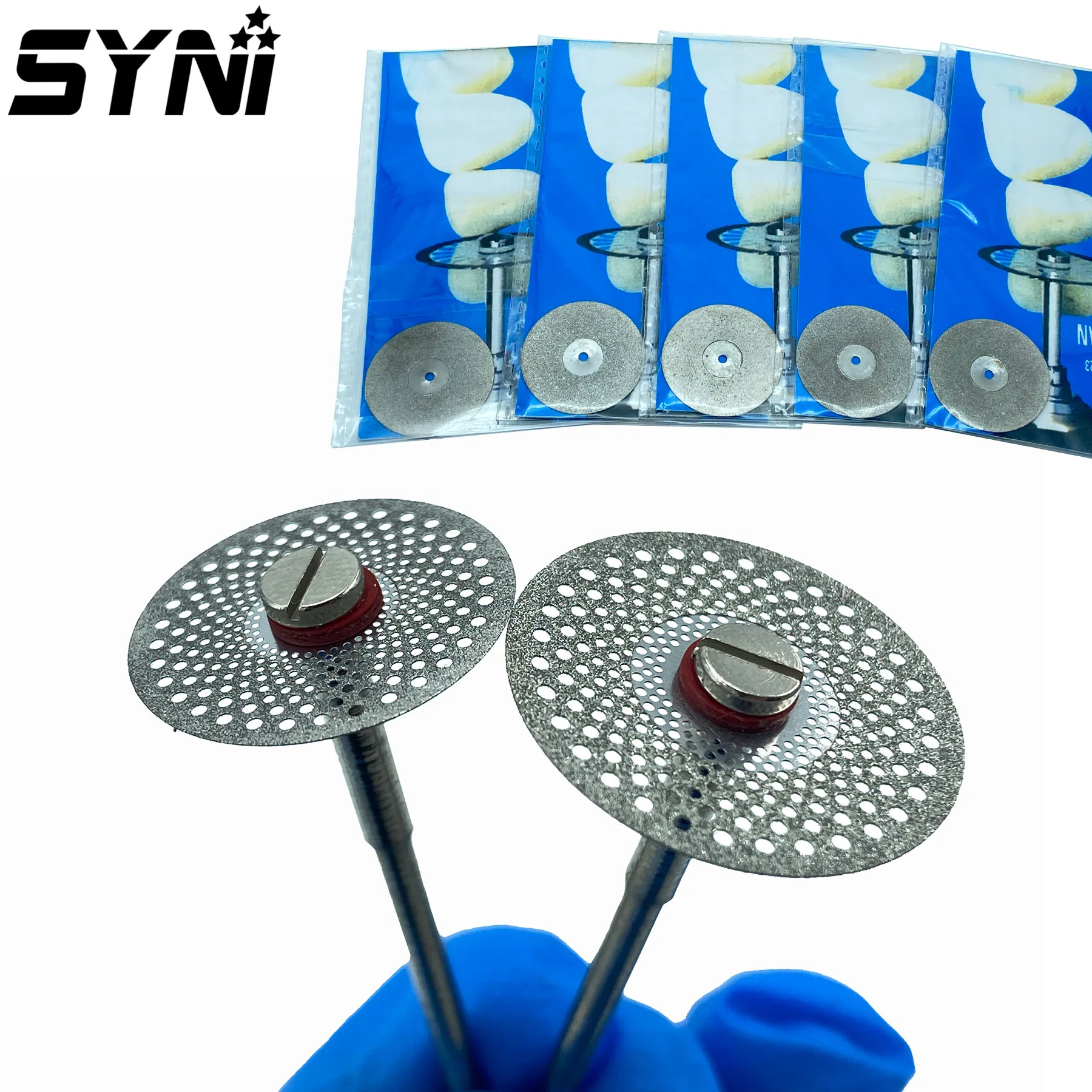 5pcs SYNI Dental Diamond Disc Disks Double Sided Grit Cutting Disc Tool 0.25mm Thickness Dental Lab for Separating Polishing