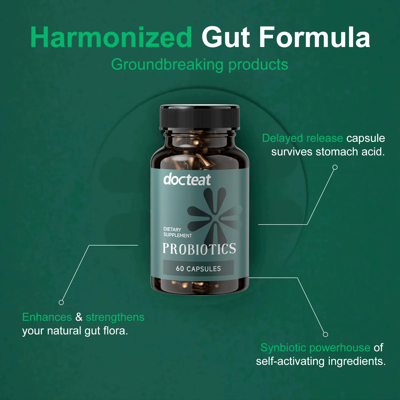 Probiotic Gut Health Capsules, Relieve Bloating Constipation, Improve Digestion, Balance Intestinal Flora, Gastrointestinal Care