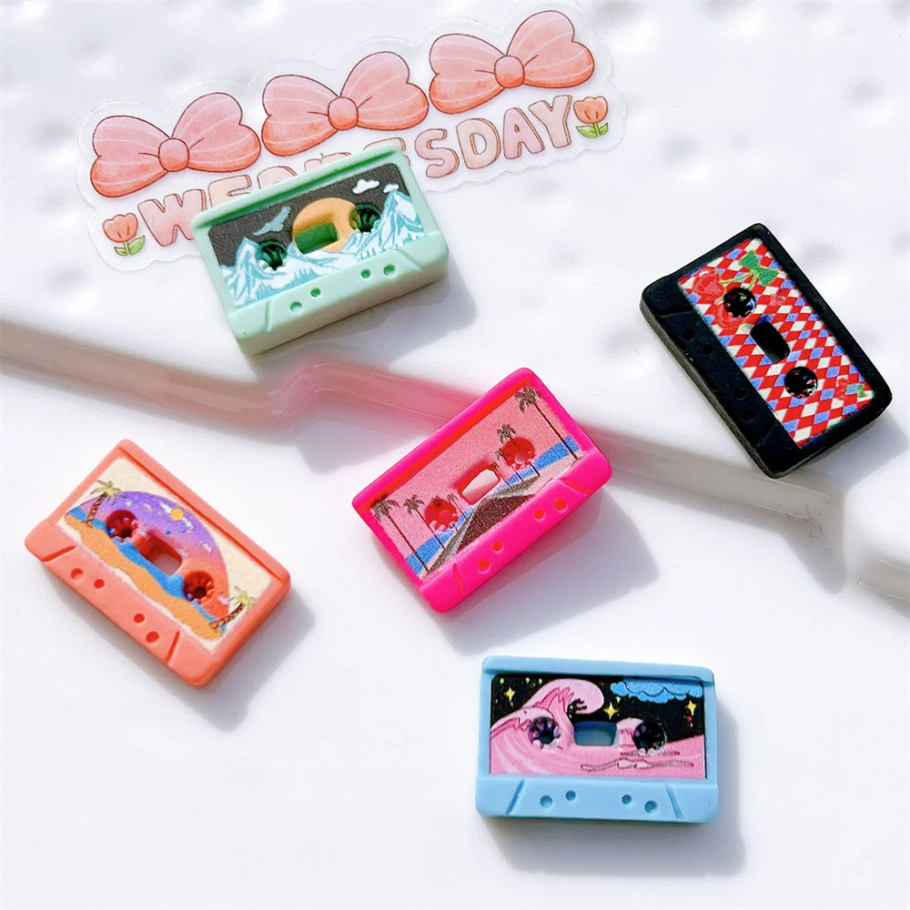 20Pcs Mini Resin Retro Tape Flatback Cabochon Scrapbook Embellishments DIY Phone Patch Home Art Decor Hair Bows Center Accessory