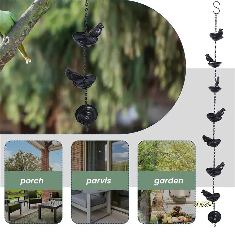 

2X Mobile Birds On Cups Rain Chain For Outside, Rain Chains For Gutters Downspouts Rain Chain For Home,9X7x80cm