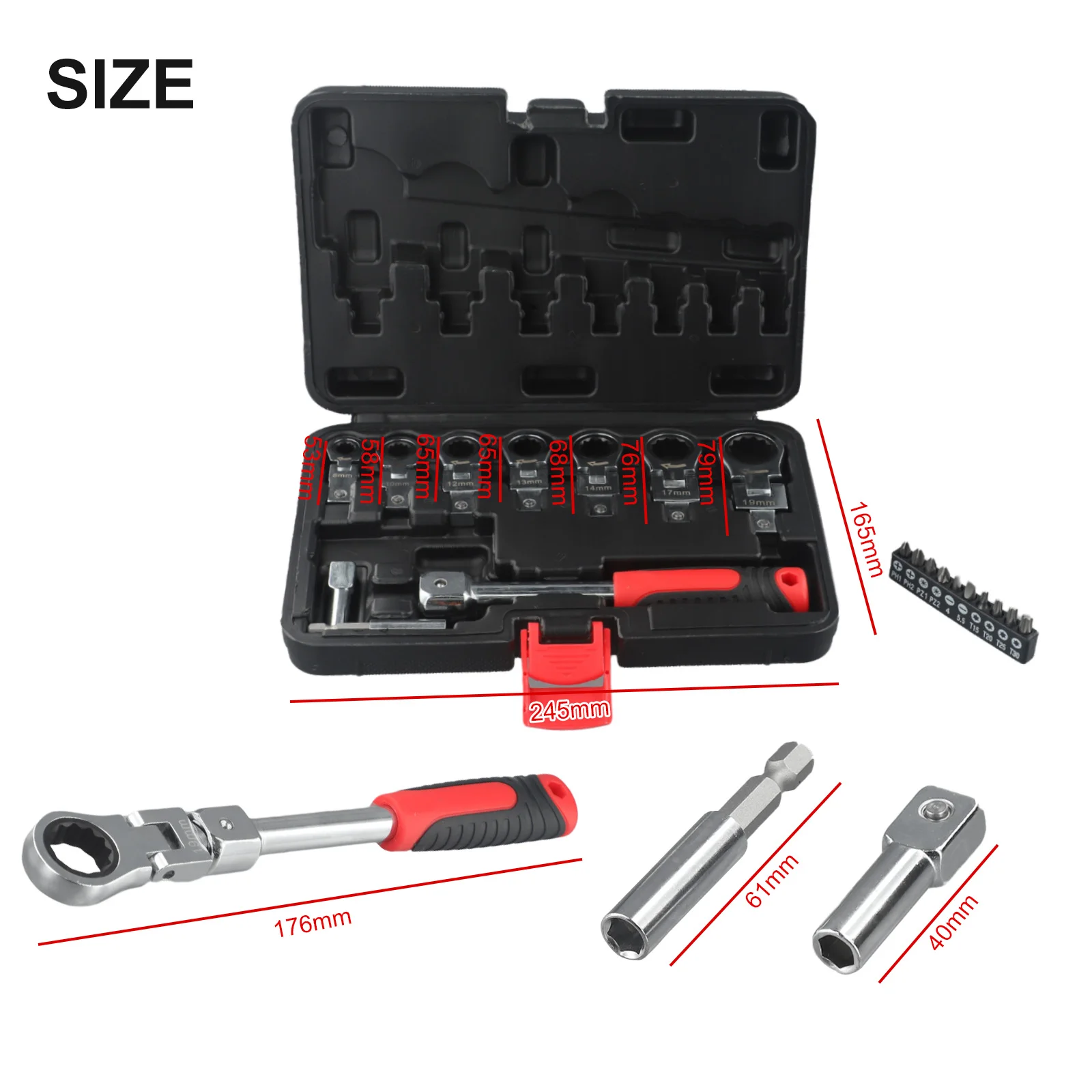 Ratchet Wrench Set 20pcs with 72 Tooth Gear and 180 Degree Rotation Featuring Changeable Heads for Repair Work
