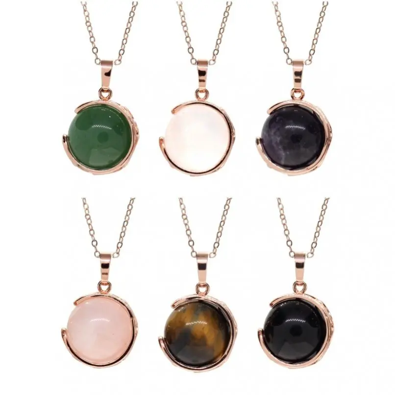 1Pcs Rose Gold Color Copper Chain Necklace Coin Circle Shape Round Crystal 18+2inch Jewelry Special Gift