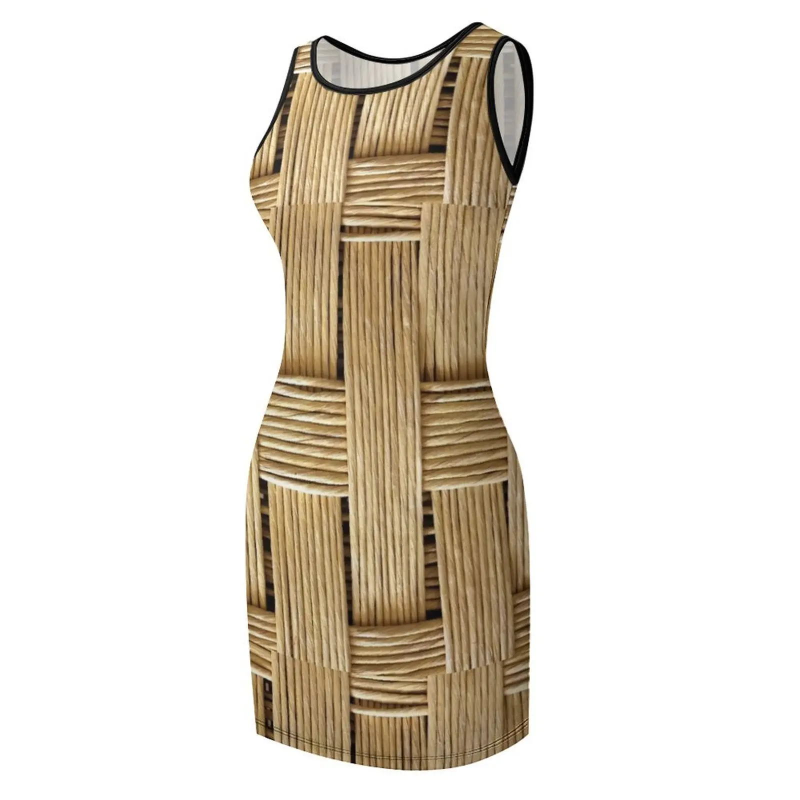 Robe d'été sans manches à motif de Texture en osier, robe de soirée de luxe pour femmes, robes courtes sexy, vêtements audacieux pour femmes